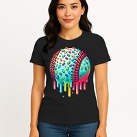 Ice Cream Drip Baseball Stuff Baseball Drip For Boy Graphic  Womens T-Shirt