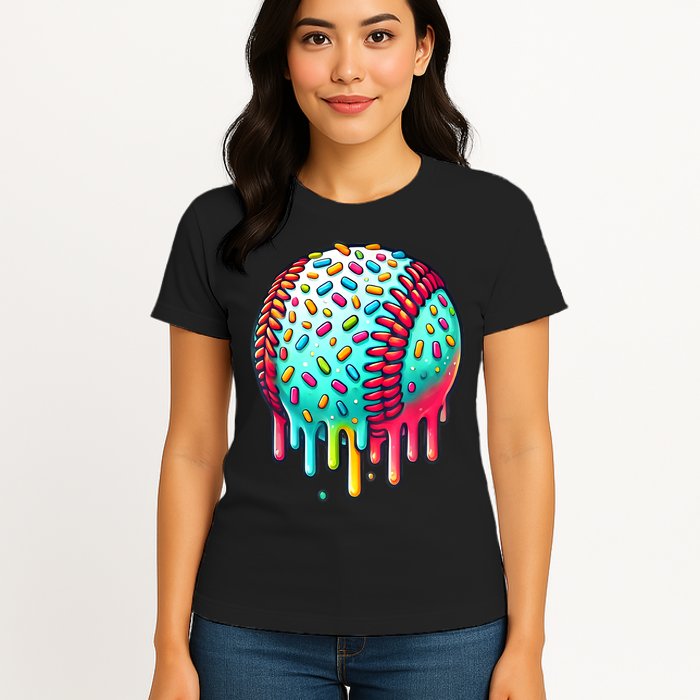 Ice Cream Drip Baseball Stuff Baseball Drip For Boy Graphic  Womens T-Shirt