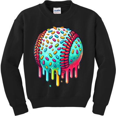 Ice Cream Drip Baseball Stuff Baseball Drip For Boy Graphic  Kids Sweatshirt