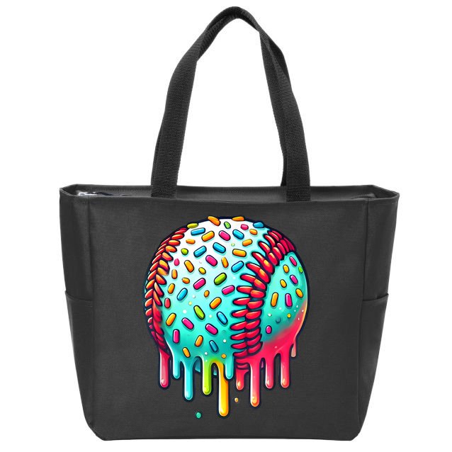 Ice Cream Drip Baseball Stuff Baseball Drip For Boy Graphic  Zip Tote Bag