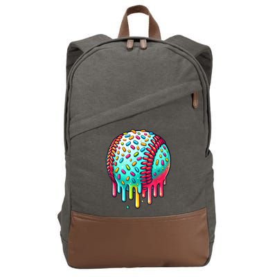 Ice Cream Drip Baseball Stuff Baseball Drip For Boy Graphic  Cotton Canvas Backpack
