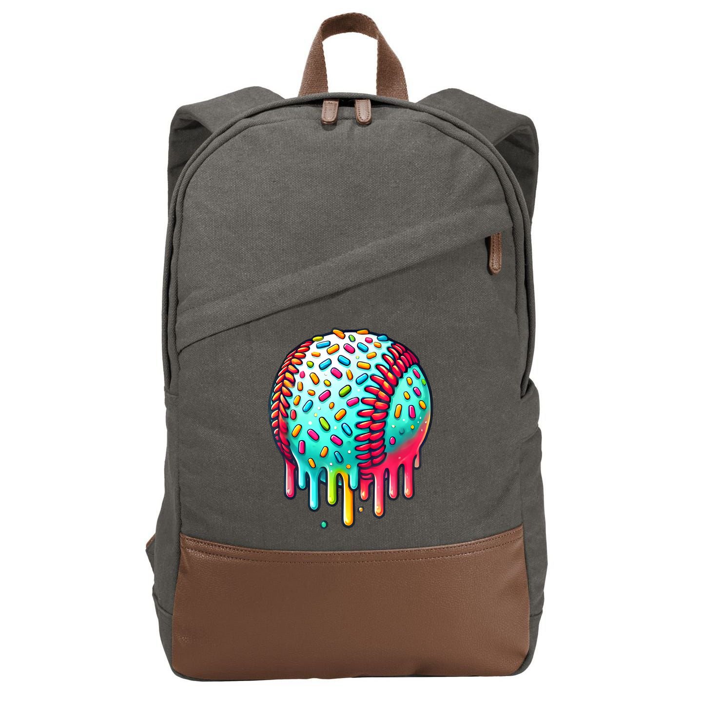 Ice Cream Drip Baseball Stuff Baseball Drip For Boy Graphic  Cotton Canvas Backpack