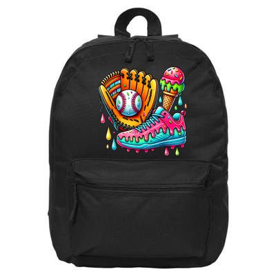 Ice Cream Drip Baseball Stuff Baseball Drip For Boy 16 in Basic Backpack