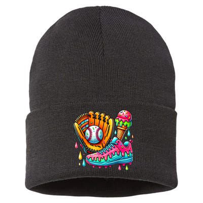 Ice Cream Drip Baseball Stuff Baseball Drip For Boy Sustainable Knit Beanie