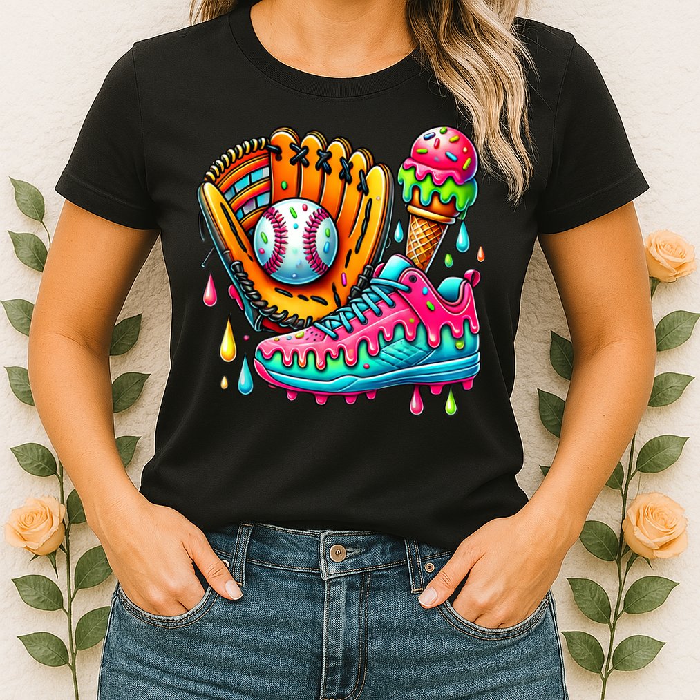 Ice Cream Drip Baseball Stuff Baseball Drip For Boy Womens T-Shirt