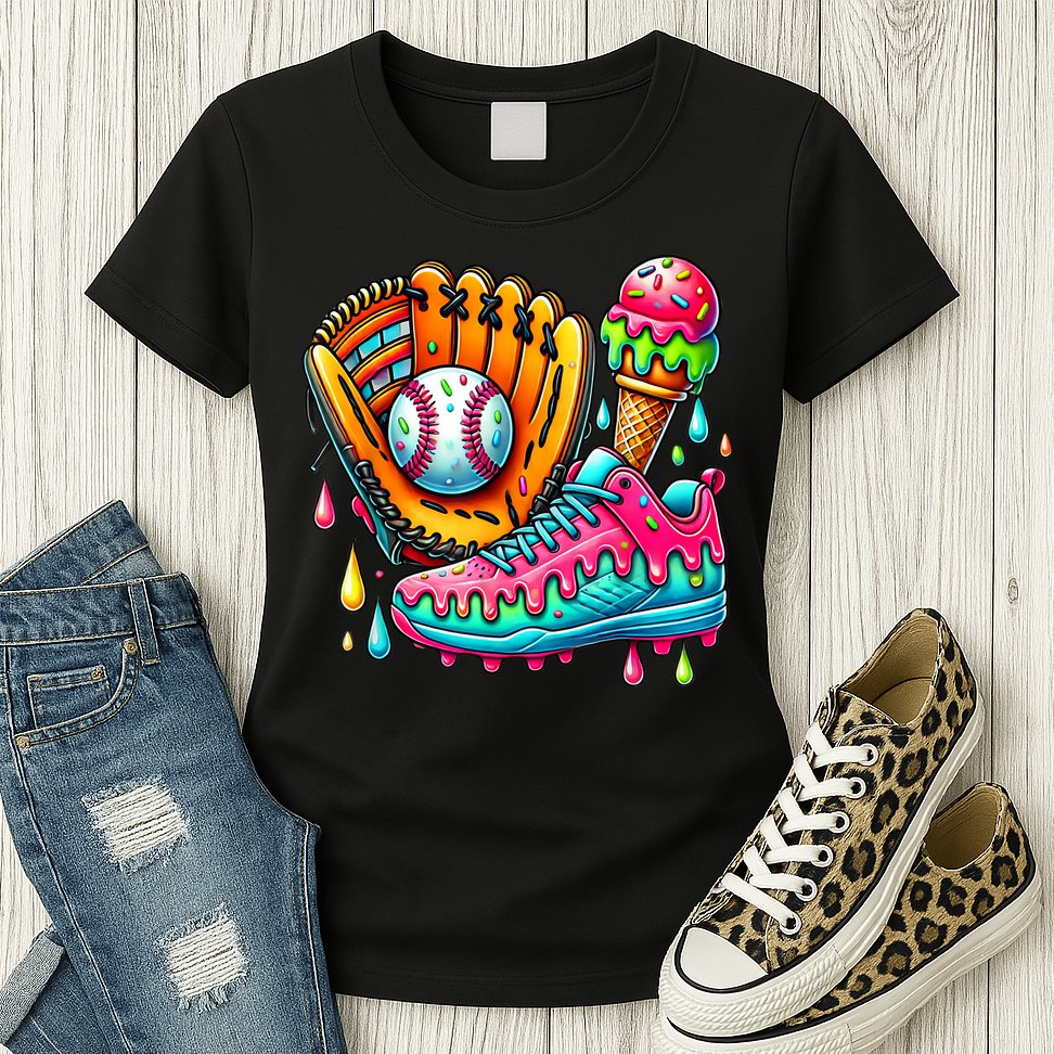 Ice Cream Drip Baseball Stuff Baseball Drip For Boy Womens T-Shirt