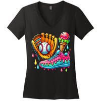 Ice Cream Drip Baseball Stuff Baseball Drip For Boy Women's V-Neck T-Shirt