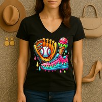Ice Cream Drip Baseball Stuff Baseball Drip For Boy Women's V-Neck T-Shirt