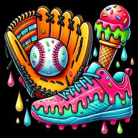 Ice Cream Drip Baseball Stuff Baseball Drip For Boy Women's V-Neck T-Shirt