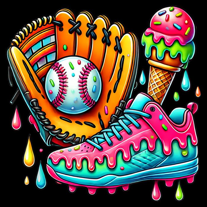 Ice Cream Drip Baseball Stuff Baseball Drip For Boy Women's V-Neck T-Shirt