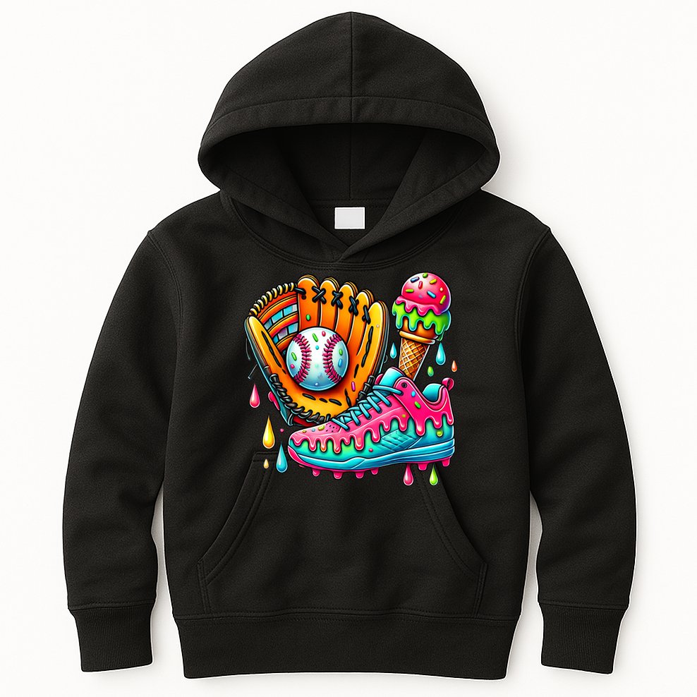Ice Cream Drip Baseball Stuff Baseball Drip For Boy Kids Hoodie