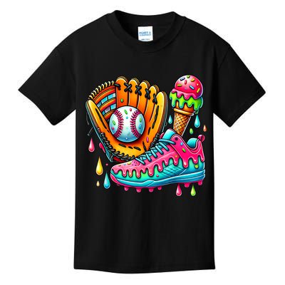 Ice Cream Drip Baseball Stuff Baseball Drip For Boy Kids T-Shirt