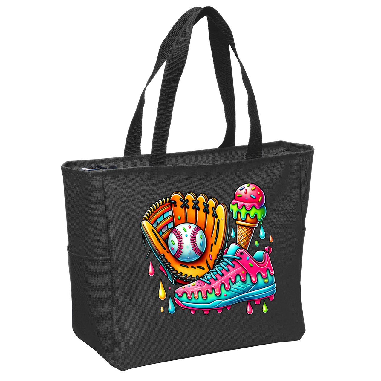Ice Cream Drip Baseball Stuff Baseball Drip For Boy Zip Tote Bag