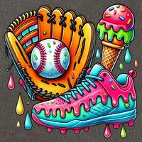 Ice Cream Drip Baseball Stuff Baseball Drip For Boy Cotton Canvas Backpack
