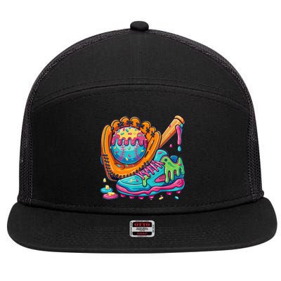 Ice Cream Drip Baseball Stuff Baseball Drip For Boy 7 Panel Mesh Trucker Snapback Hat