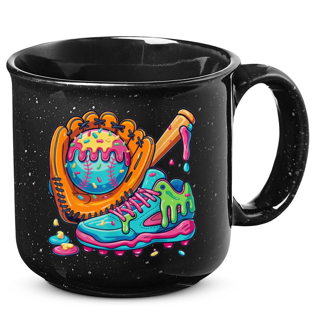 Ice Cream Drip Baseball Stuff Baseball Drip For Boy 15oz Campfire Ceramic Mug