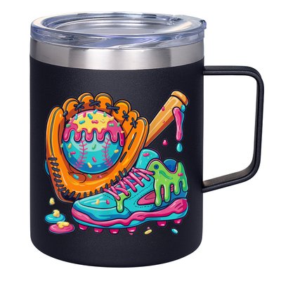 Ice Cream Drip Baseball Stuff Baseball Drip For Boy 12oz Stainless Steel Coffee Mug