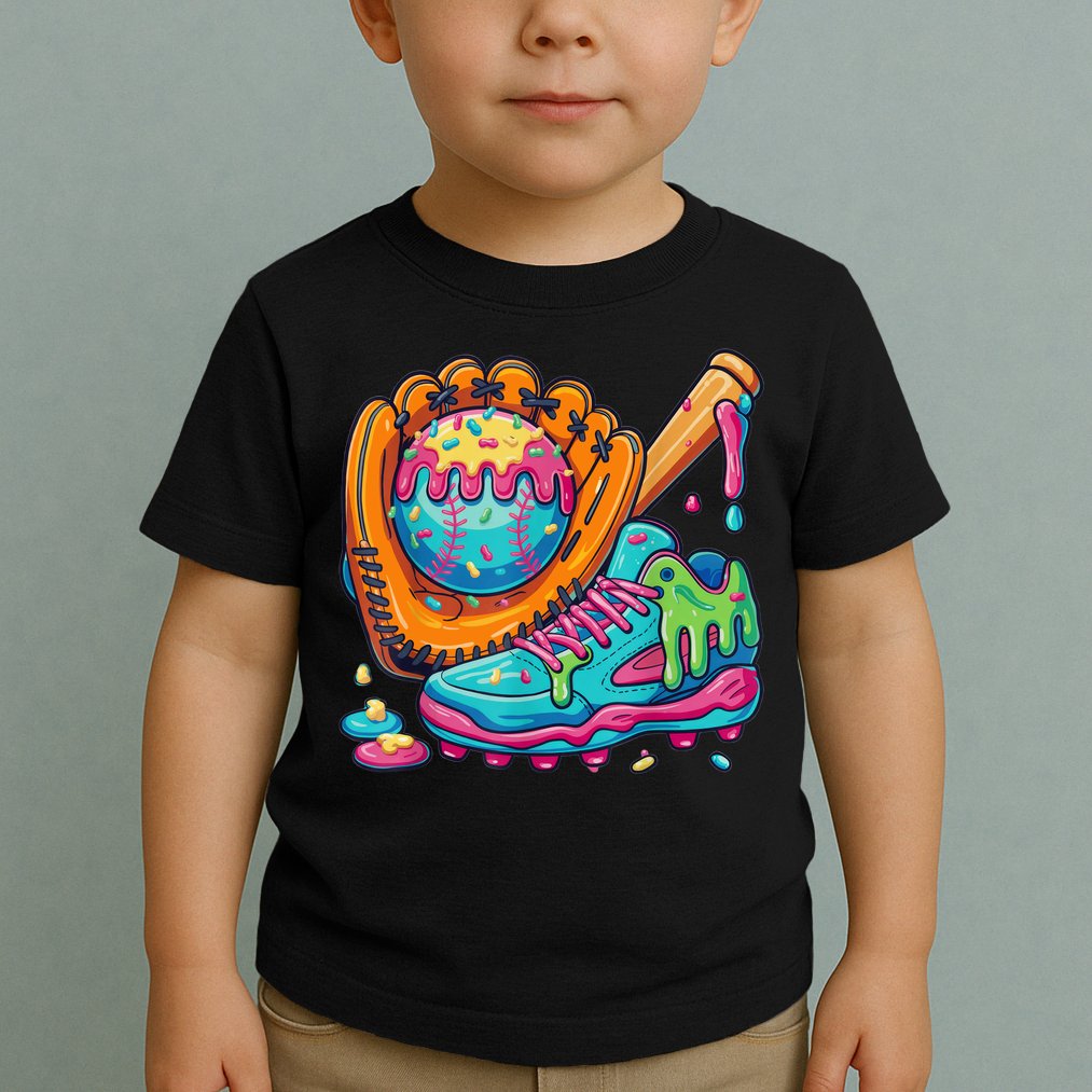 Ice Cream Drip Baseball Stuff Baseball Drip For Boy Toddler T-Shirt