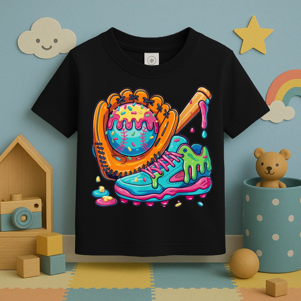 Ice Cream Drip Baseball Stuff Baseball Drip For Boy Toddler T-Shirt