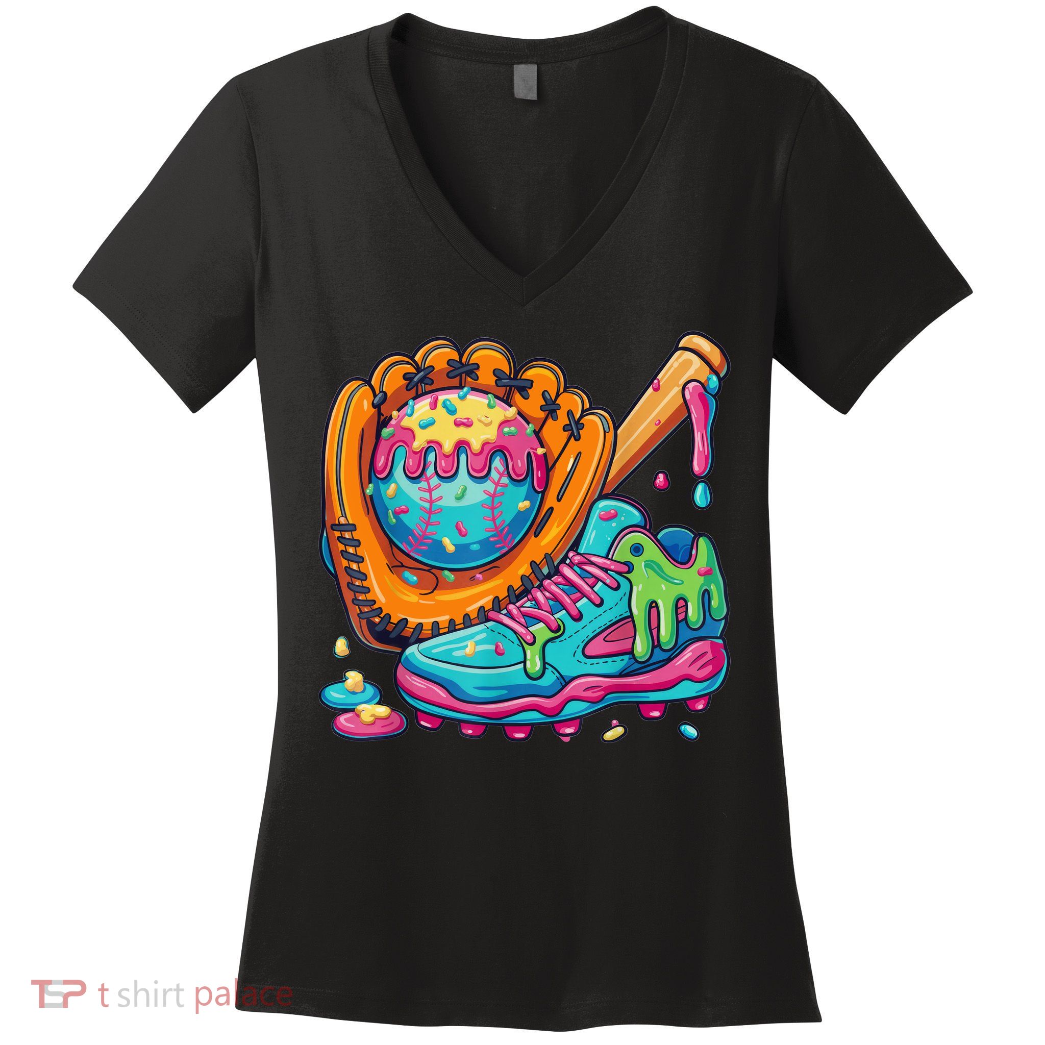 Ice Cream Drip Baseball Stuff Baseball Drip For Boy Women's V-Neck T-Shirt