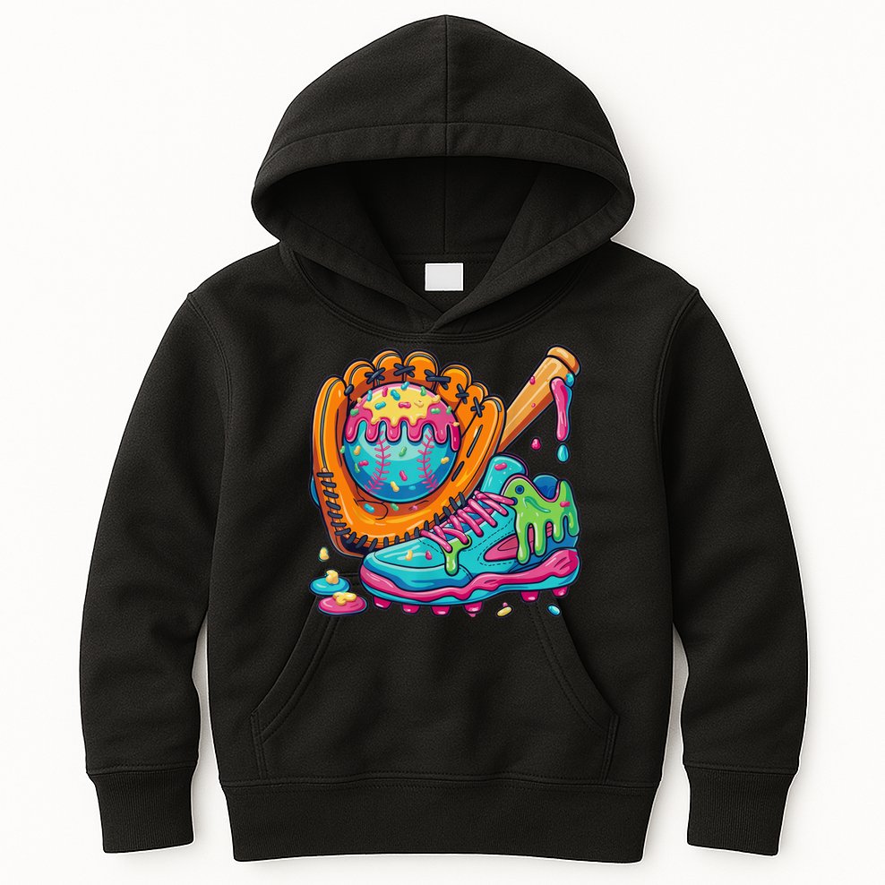 Ice Cream Drip Baseball Stuff Baseball Drip For Boy Kids Hoodie