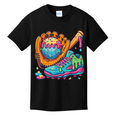 Ice Cream Drip Baseball Stuff Baseball Drip For Boy Kids T-Shirt