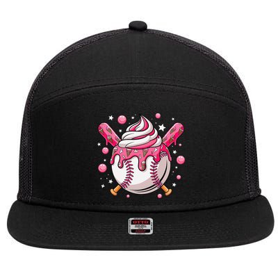 Ice Cream Drip Baseball Stuff Stuff Baseball 7 Panel Mesh Trucker Snapback Hat