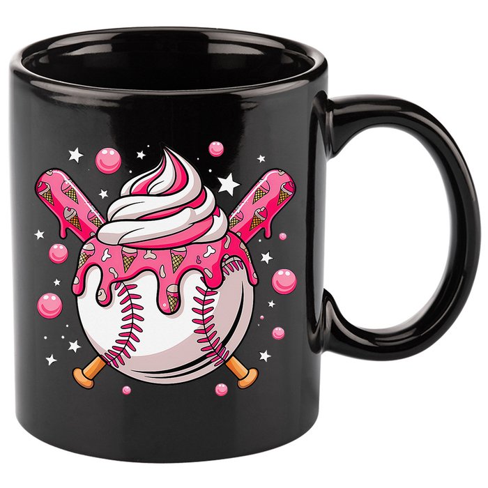 Ice Cream Drip Baseball Stuff Stuff Baseball 11oz C Handle Ceramic Mug