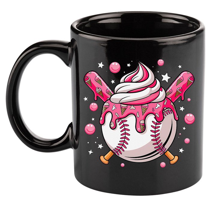 Ice Cream Drip Baseball Stuff Stuff Baseball 11oz C Handle Ceramic Mug