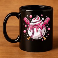 Ice Cream Drip Baseball Stuff Stuff Baseball 11oz C Handle Ceramic Mug