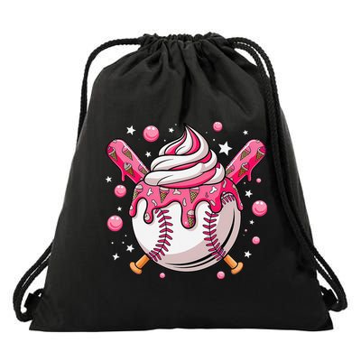 Ice Cream Drip Baseball Stuff Stuff Baseball Drawstring Bag