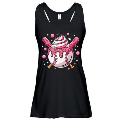 Ice Cream Drip Baseball Stuff Stuff Baseball Ladies Essential Flowy Tank