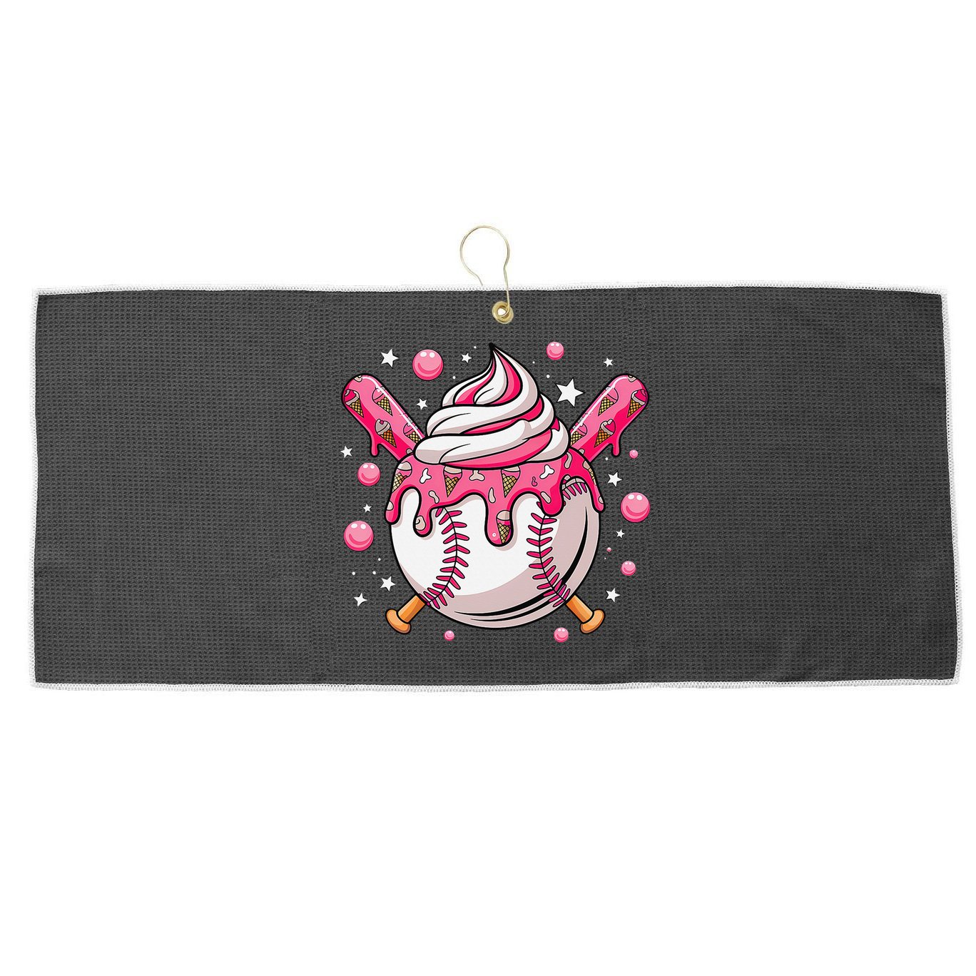 Ice Cream Drip Baseball Stuff Stuff Baseball Large Microfiber Waffle Golf Towel