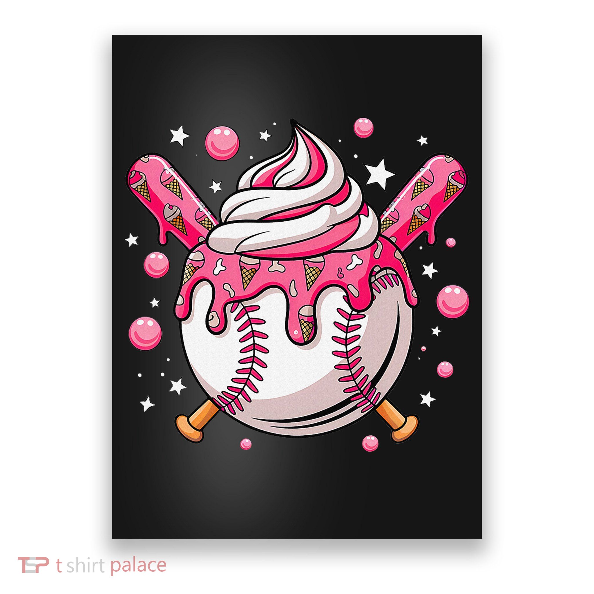 Ice Cream Drip Baseball Stuff Stuff Baseball Poster