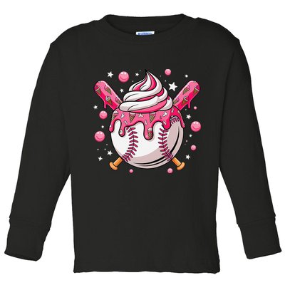 Ice Cream Drip Baseball Stuff Stuff Baseball Toddler Long Sleeve Shirt