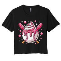 Ice Cream Drip Baseball Stuff Stuff Baseball Women's Crop Top Tee