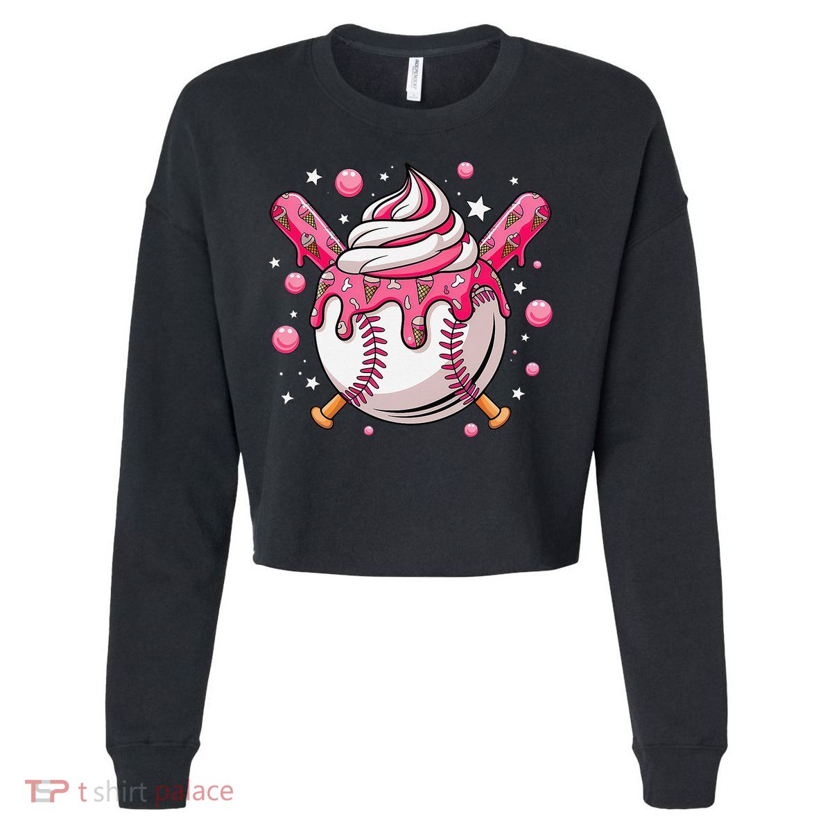 Ice Cream Drip Baseball Stuff Stuff Baseball Cropped Pullover Crew
