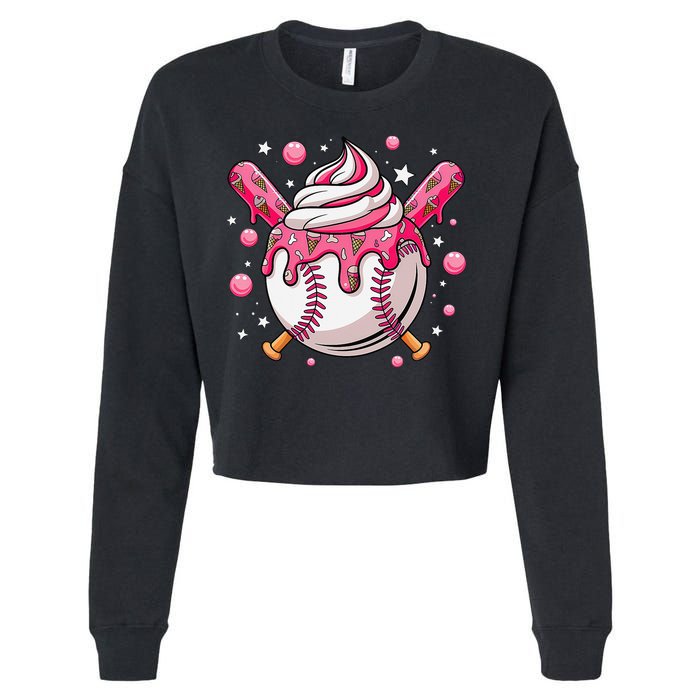 Ice Cream Drip Baseball Stuff Stuff Baseball Cropped Pullover Crew