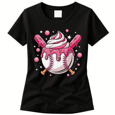 Ice Cream Drip Baseball Stuff Stuff Baseball Womens T-Shirt