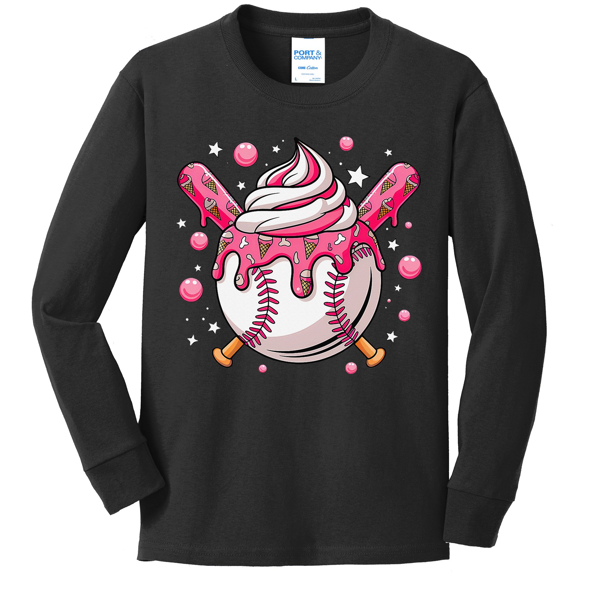 Ice Cream Drip Baseball Stuff Stuff Baseball Kids Long Sleeve Shirt