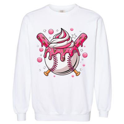 Ice Cream Drip Baseball Stuff Stuff Baseball Garment-Dyed Sweatshirt