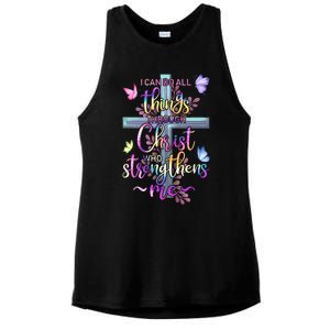 I Can Do All Things Through Christ Butterfly Art Gift Religious Cute Gift Ladies PosiCharge Tri-Blend Wicking Tank