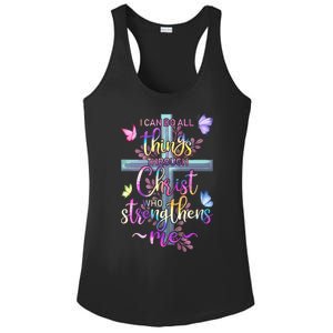 I Can Do All Things Through Christ Butterfly Art Gift Religious Cute Gift Ladies PosiCharge Competitor Racerback Tank