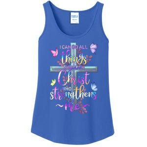 I Can Do All Things Through Christ Butterfly Art Gift Religious Cute Gift Ladies Essential Tank