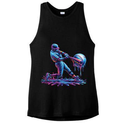 Ice Cream Drip Baseball Bat Baseball Player Ladies PosiCharge Tri-Blend Wicking Tank