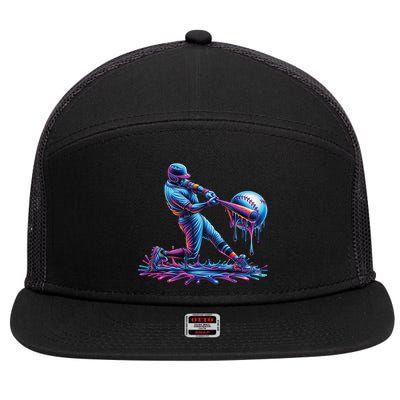 Ice Cream Drip Baseball Bat Baseball Player 7 Panel Mesh Trucker Snapback Hat