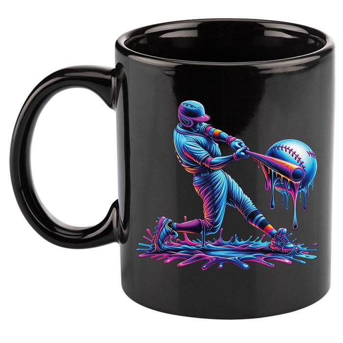 Ice Cream Drip Baseball Bat Baseball Player 11oz C Handle Ceramic Mug