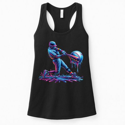Ice Cream Drip Baseball Bat Baseball Player Womens Tank Top