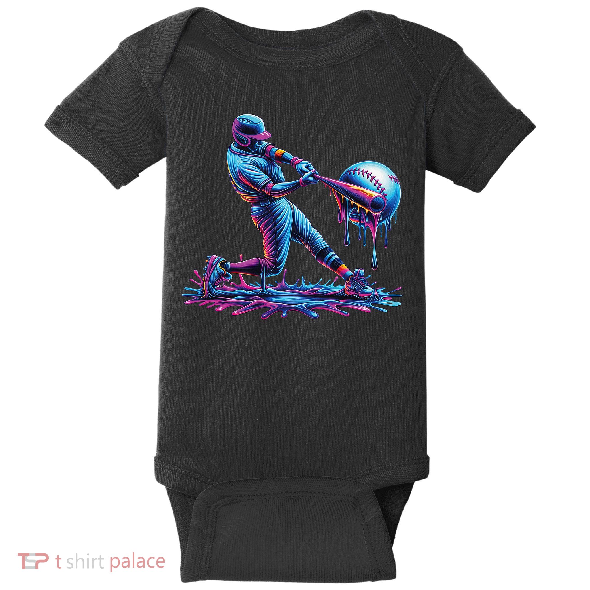 Ice Cream Drip Baseball Bat Baseball Player Baby Bodysuit