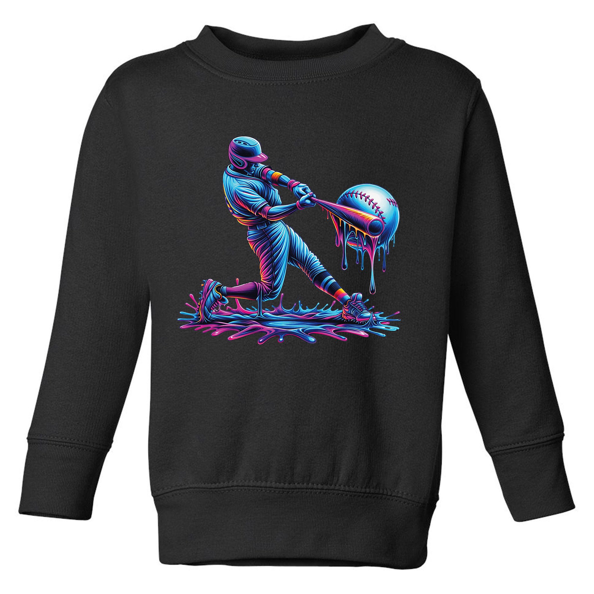 Ice Cream Drip Baseball Bat Baseball Player Toddler Sweatshirt